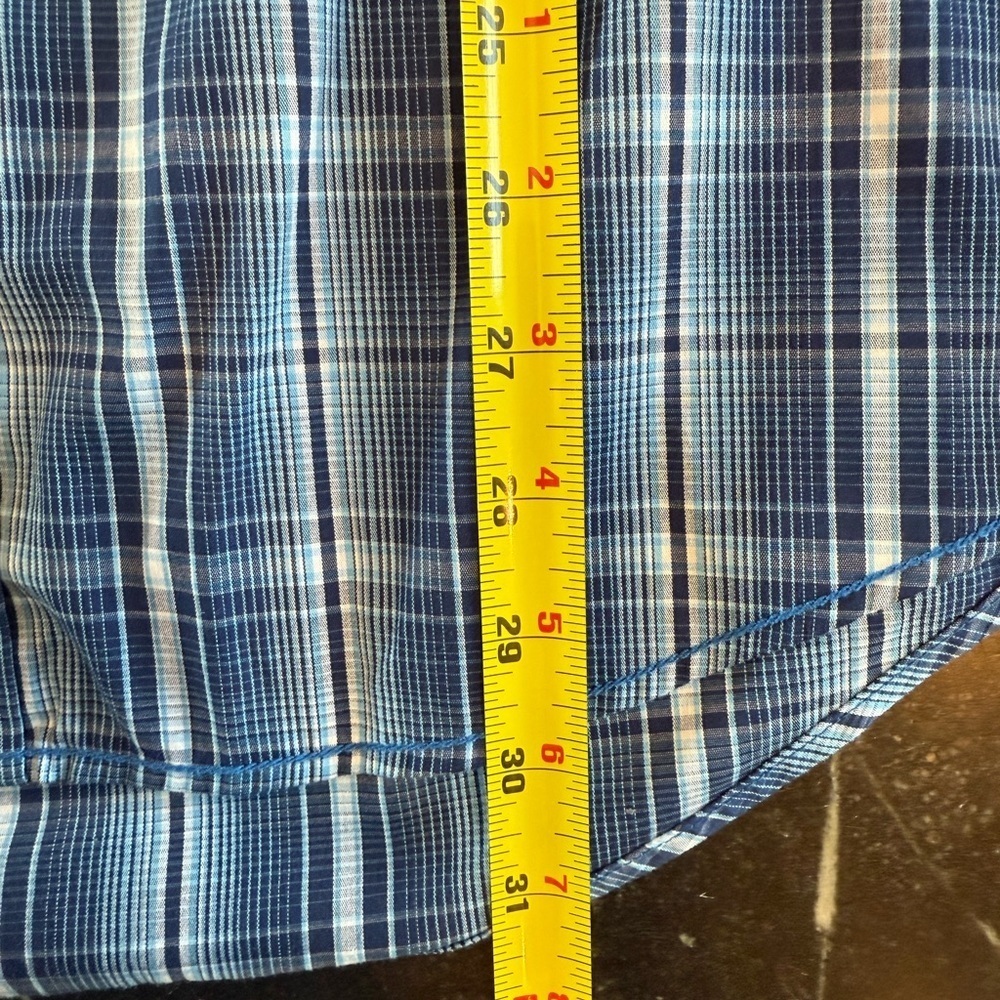 Panhandle SMALL Men’s Blue Plaid Western Long Sleeve Dress Shirt - Picture 7 of 8